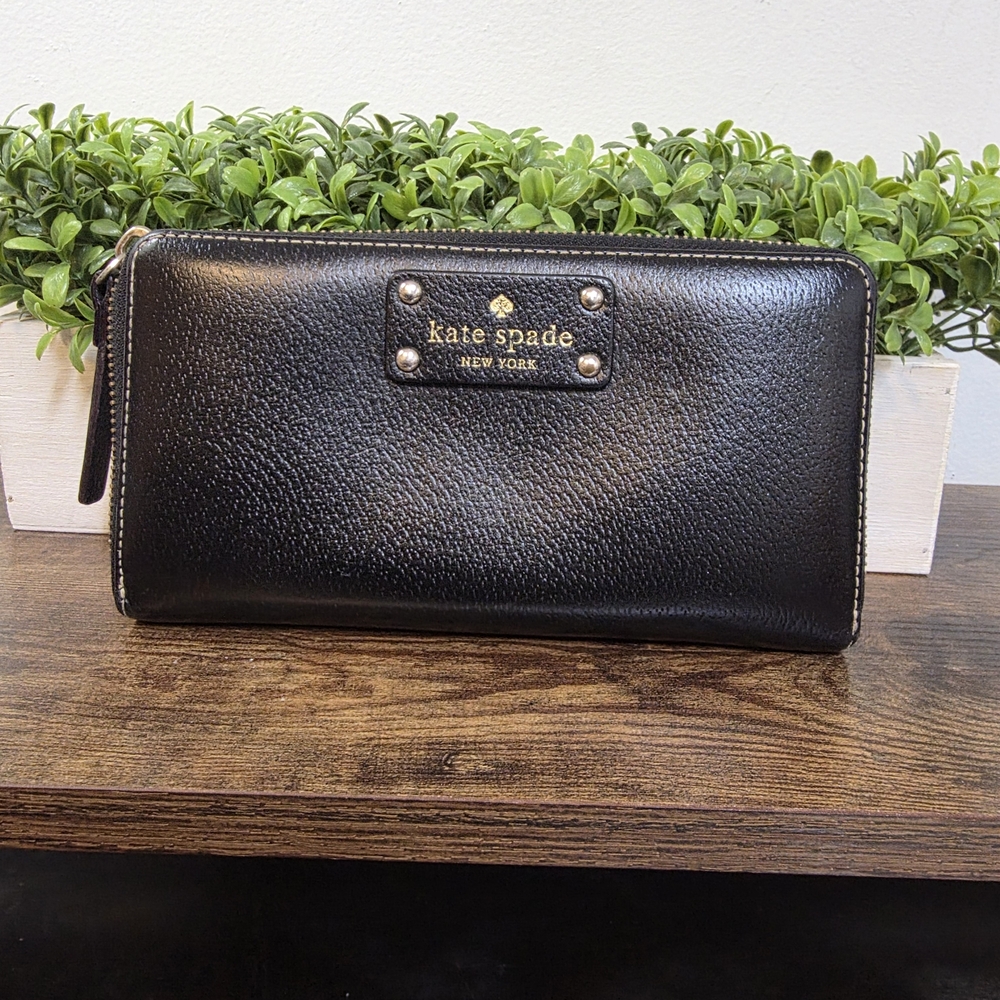 kate spade New York Black Zip Around Wallet - Picture 3 of 9